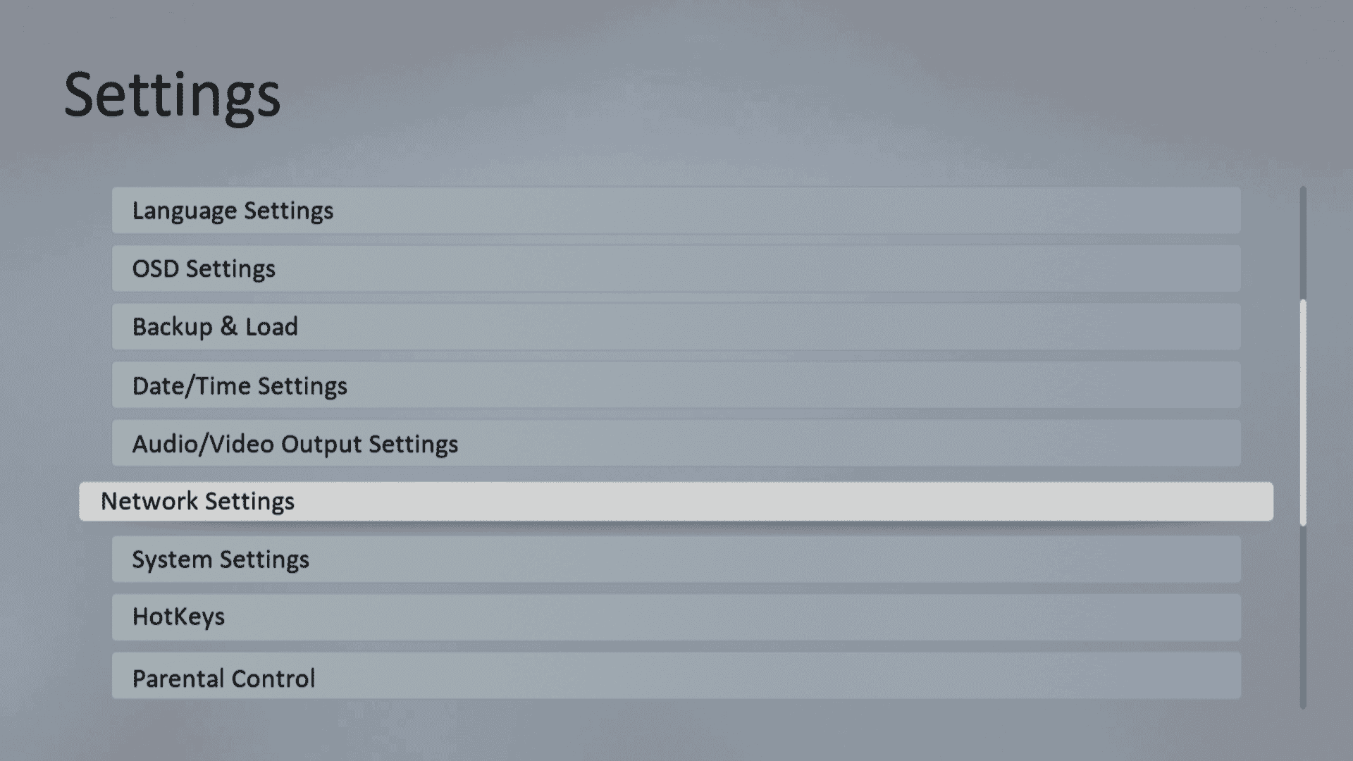 IPTV boks Qviart OG 4K network settings